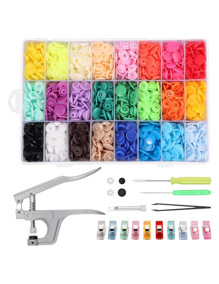 Kit de Botones a Presión Kamtop 408 Piezas 24 Colores