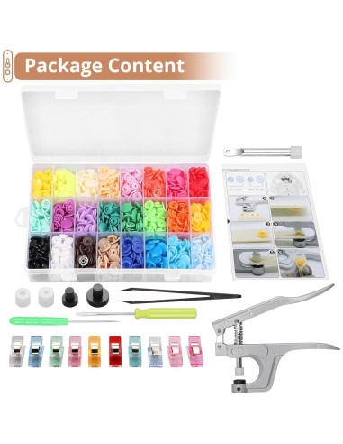 Kit de Botones a Presión Kamtop 408 Piezas 24 Colores