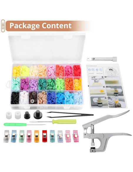 Kit de Botones a Presión Kamtop 408 Piezas 24 Colores