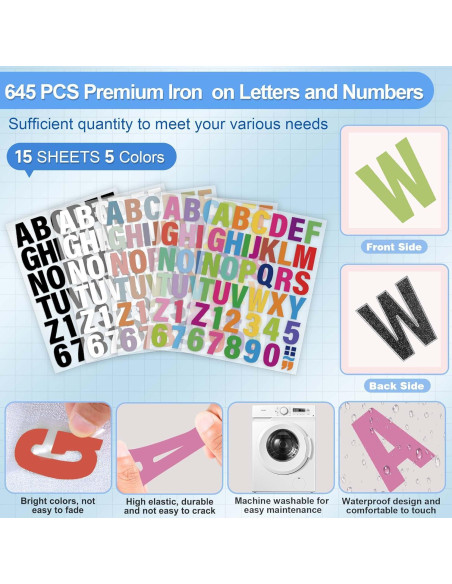 Letras y Números de Planchar Craftizon - 645 Piezas 5.08 cm