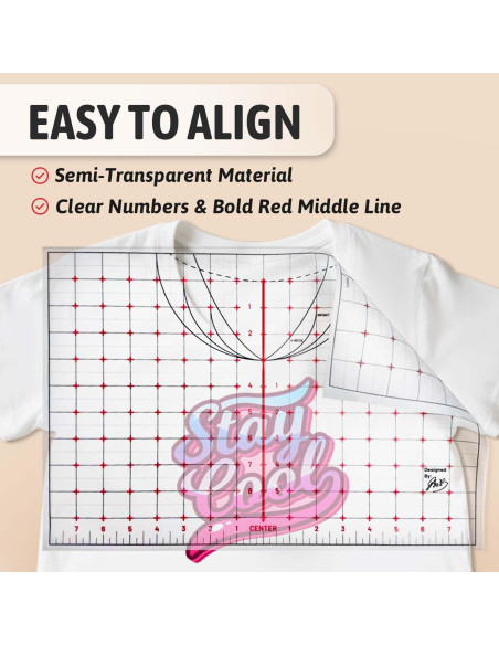 Guía de Regla para Camisetas TransOurDream 40.64 cm 8 Piezas