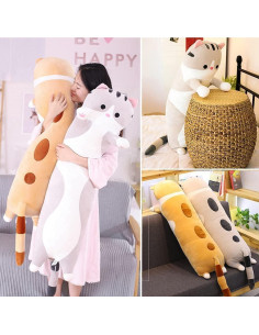 Almohada de Gato de Peluche Guovita 110cm Gris Suave 2