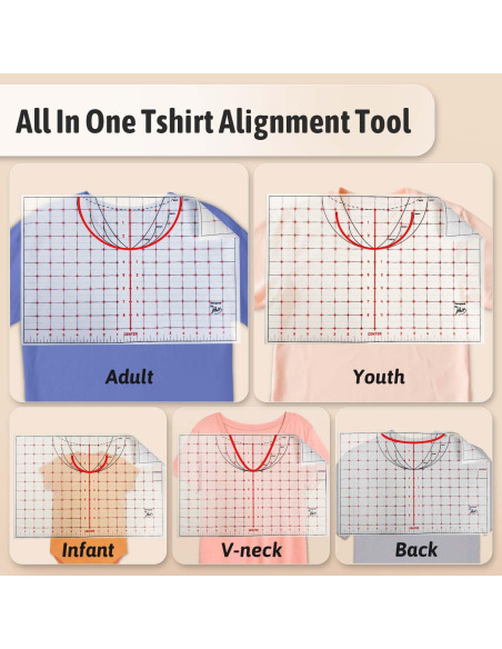 Guía de Regla para Camisetas TransOurDream 40.64 cm 8 Piezas