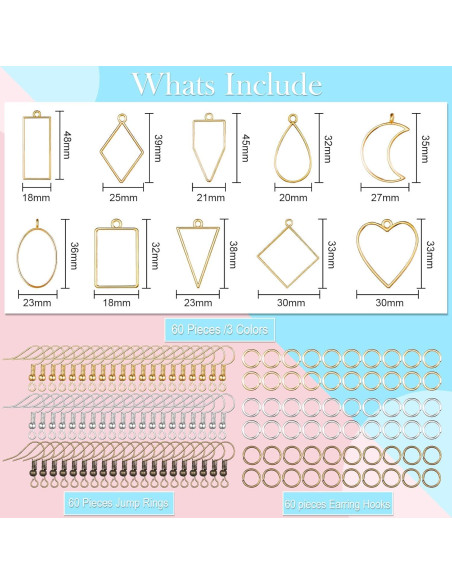 Kit de Joyería de Resina Inbagi 180 Piezas Geométricas