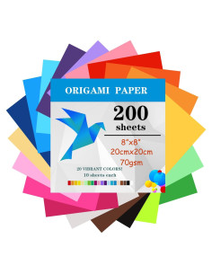 200 Hojas de Papel Origami Doble Cara 20x20 cm KWZVUN