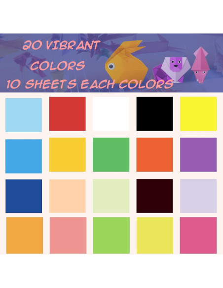200 Hojas de Papel Origami Doble Cara 20x20 cm KWZVUN