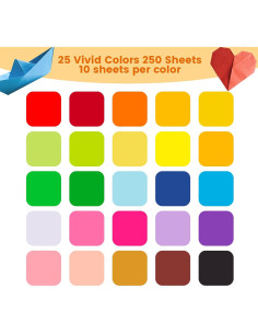 Papel Origami Doble Cara Koogel 250 Hojas 15.24 cm 25 Colores 2