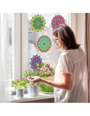 Kit de Manualidades Trandraft 36 Ventanas Adheribles Mandalas 15 cm