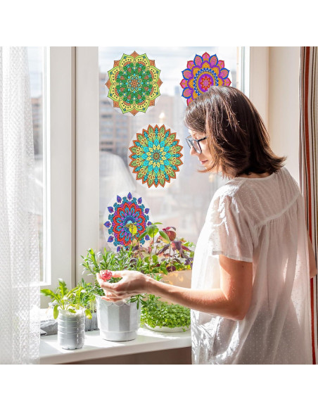Kit de Manualidades Trandraft 36 Ventanas Adheribles Mandalas 15 cm Kit de Manualidades Trandraft 36 Ventanas Adheribles Mandalas 15 cm