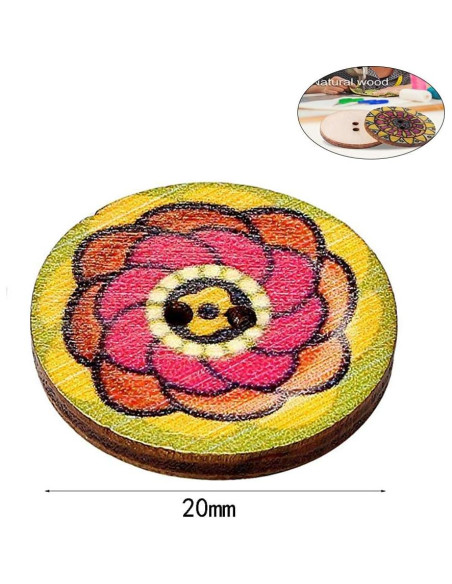 200 Botones de Madera Vintage Haawooky 20mm Multicolor