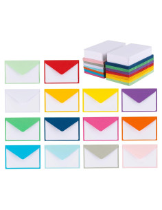 140 Mini Sobres de Colores con Tarjetas Blancas Purple Q Crafts