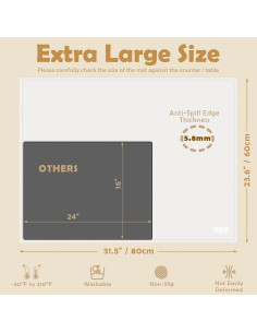 Alfombrilla de Silicona Extra Gruesa Foepoge 80x60cm Blanca 2