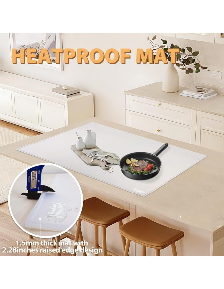 Alfombrilla de Silicona Extra Gruesa Foepoge 80x60cm Blanca