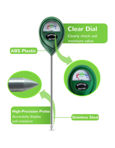 Medidor de Humedad del Suelo Suplong 17 cm para Plantas