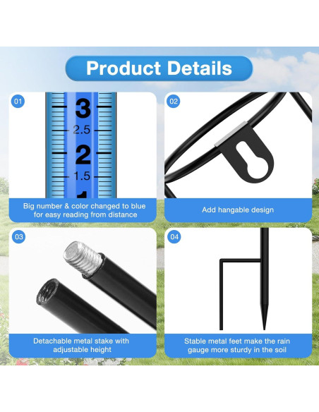 Pluviómetro BoArt 73 cm Ajustable Plástico Transparente