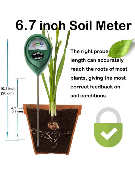 Medidor de Humedad del Suelo Suplong 17 cm para Plantas