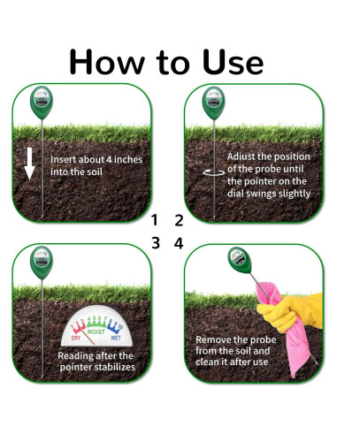 Medidor de Humedad del Suelo Suplong 17 cm para Plantas