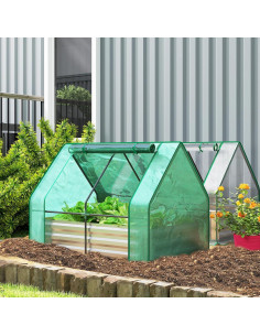 Huerto Elevado Galvanizado Outsunny 1.22x0.91m con Invernadero 2