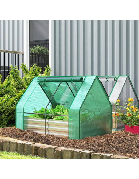 Huerto Elevado Galvanizado Outsunny 1.22x0.91m con Invernadero