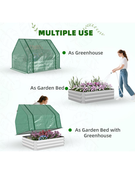 Huerto Elevado Galvanizado Outsunny 1.22x0.91m con Invernadero