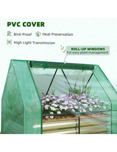 Huerto Elevado Galvanizado Outsunny 1.22x0.91m con Invernadero