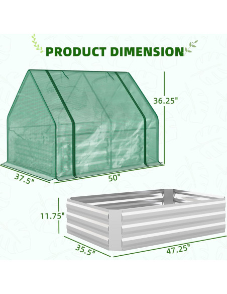 Huerto Elevado Galvanizado Outsunny 1.22x0.91m con Invernadero
