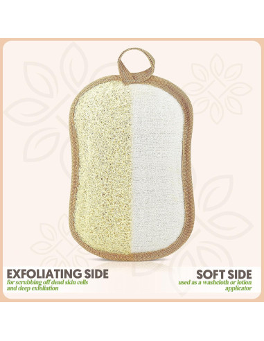 Esponja de Lufa Natural Almooni para Ducha - 3 Piezas