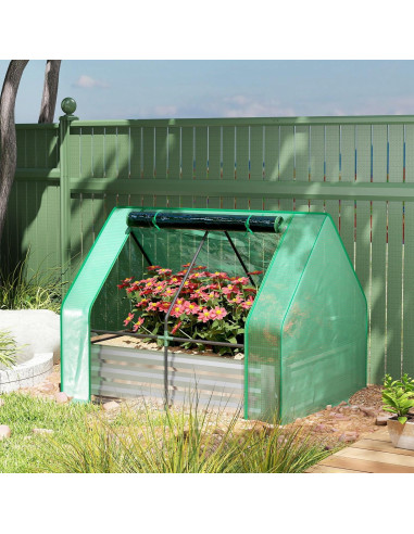 Huerto Elevado Galvanizado Outsunny 1.22x0.91m con Invernadero