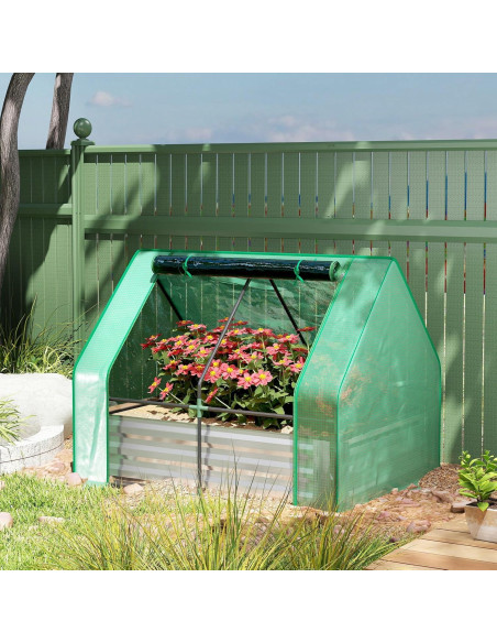Huerto Elevado Galvanizado Outsunny 1.22x0.91m con Invernadero
