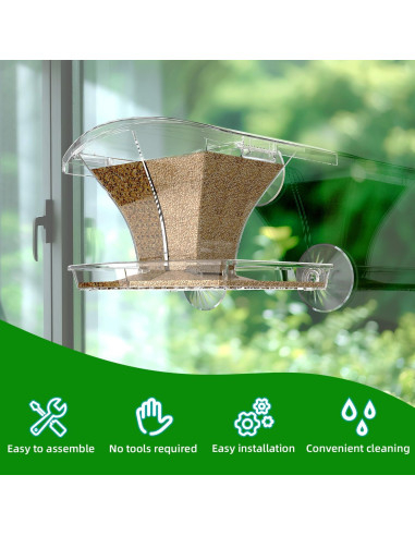 Comedero para Aves de Ventana KRUOO 1.13 kg Impermeable