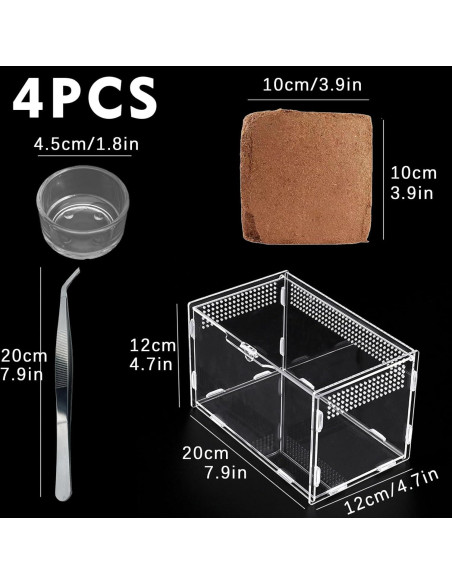 Enclosure de Terrario Acrílico TREELF 20.32x11.94x11.94 cm Enclosure de Terrario Acrílico TREELF 20.32x11.94x11.94 cm