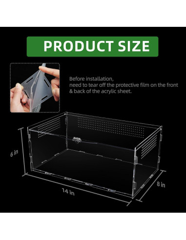 Terrario Acrílico UCandy 15.24x20.32x35.56 cm para Reptiles