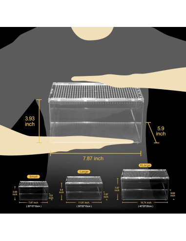Terrario para reptiles Clioran 20x15x10 cm con tapa deslizante