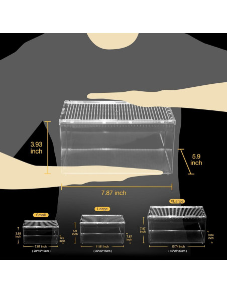 Terrario para reptiles Clioran 20x15x10 cm con tapa deslizante