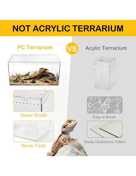 Terrario para reptiles Clioran 20x15x10 cm con tapa deslizante