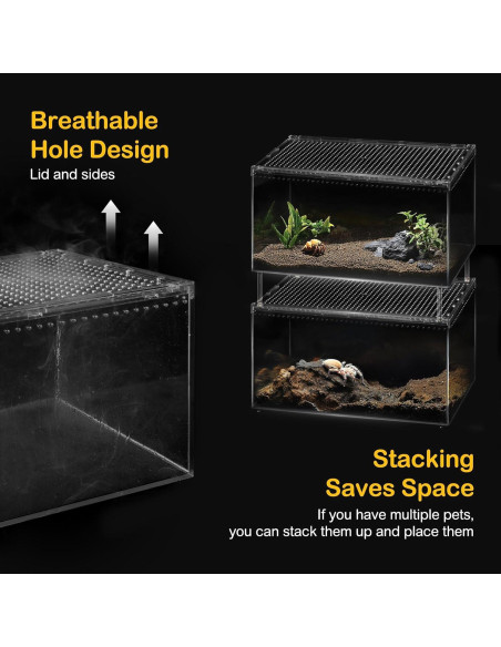 Terrario para reptiles Clioran 20x15x10 cm con tapa deslizante