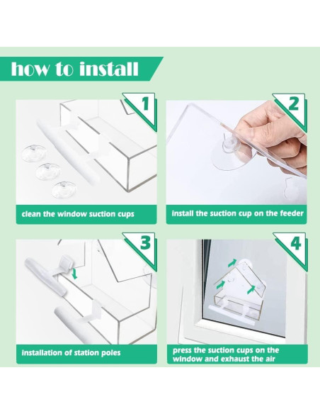 Comedero para Aves de Ventana WLLKOO Acrílico 15x7x15cm