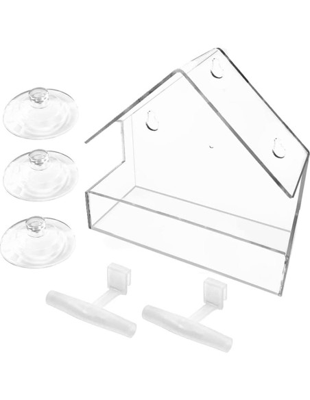 Comedero para Aves de Ventana WLLKOO Acrílico 15x7x15cm