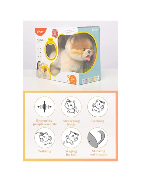 Perro Pomerania Interactivo CU-MATE - Juguete Electrónico 30cm