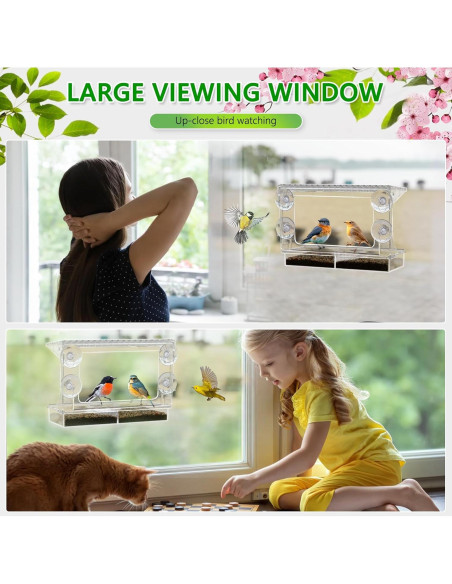 Comedero para Aves Gbekery de Ventana Acrílico con Bandeja