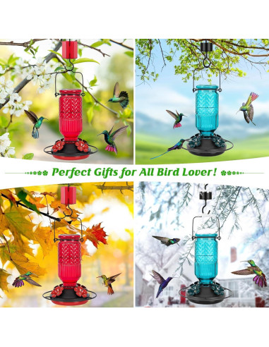 Alimentador de Colibríes de Vidrio Feed Garden 16 oz Rojo