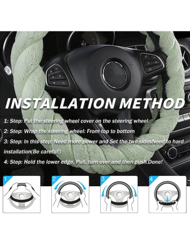 Funda de Volante AICEL Peluda 38 cm Antideslizante Verde