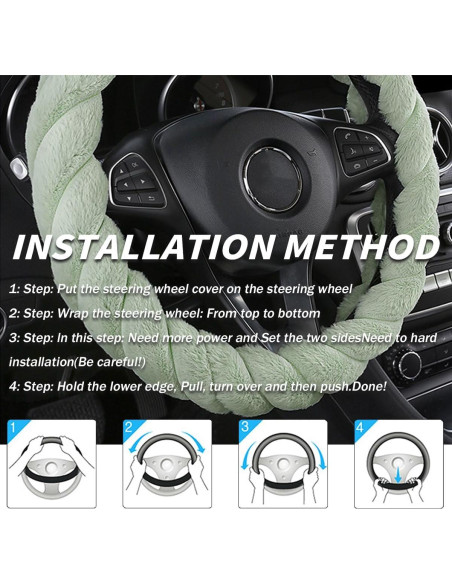 Funda de Volante AICEL Peluda 38 cm Antideslizante Verde Funda de Volante AICEL Peluda 38 cm Antideslizante Verde