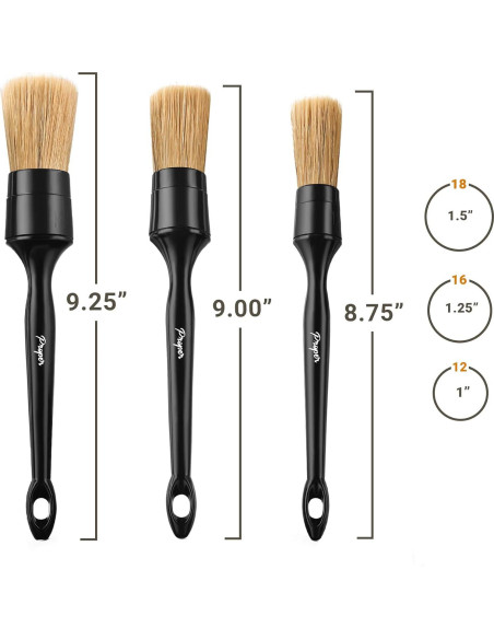 Cepillos para Detallar Autos PROPER DETAILING CO. Paquete de 3