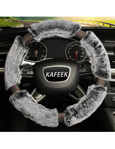 Cubierta de Volante KAFEEK Microfibra Peluda 37-39 cm Gris 2