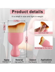 Cepillo de Limpieza Interior de Coche GaRhomxy Rosa - Cerdas Suaves 2