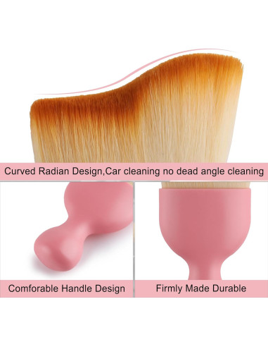 Cepillo de Limpieza Interior de Coche GaRhomxy Rosa - Cerdas Suaves
