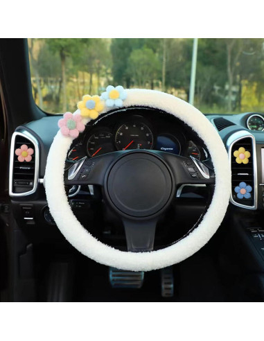 Juego de Cubierta de Volante Peluda YUNXNYC + Clips Floral