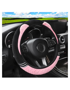 Cubierta de Volante de Peluche Osilly 15 Pulgadas Rosa Antideslizante