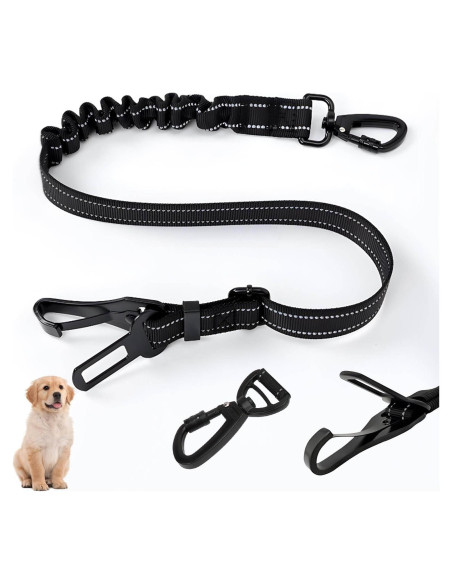 Cinturón de Seguridad para Perros WUGAUWOR 3 en 1 Ajustable 50-90 cm